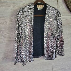 Vintage Ann Green Sequin Cardigan 70's Womens SZ S Made In England Era Tour Disc